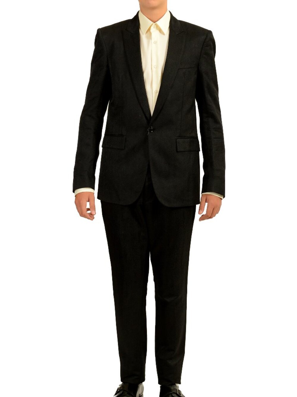 Just Cavalli Men's Black Snake Skin Print One Button Suit US 38 IT 48